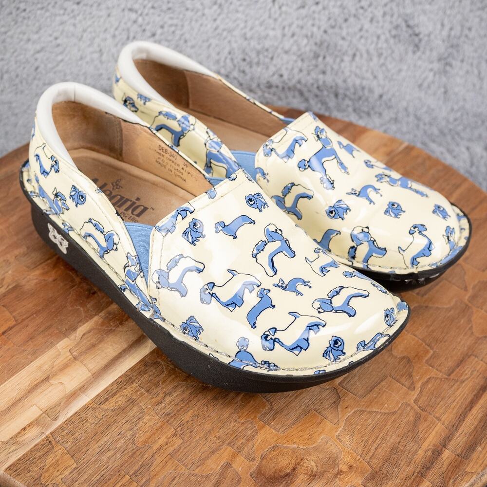 Alegria Debra Clog Small Dogs Poodle White Patent Leather‎ Size 36 EU 5.5 US